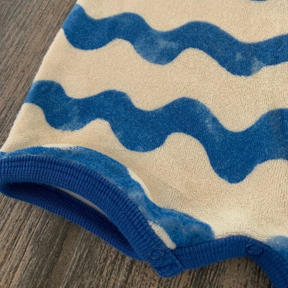 NWOT Noe & Zoe Berlin Terry Ringer Blue Waves Romper - Picture 2 of 5